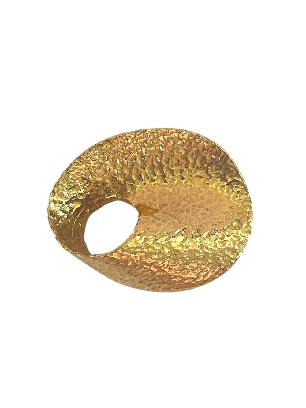 Vintage Ginnie Johansen Gold Hammered Brooch